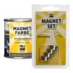 Magnetfarbe und Magnetset für kreative Bastelarbeiten.