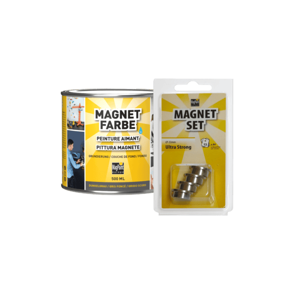 MagnetFarbe 500 ml + Magnetset MagnetFarbe 500 ml mit Magnetset: 4 Neodym-Magnete Ø 22 mm