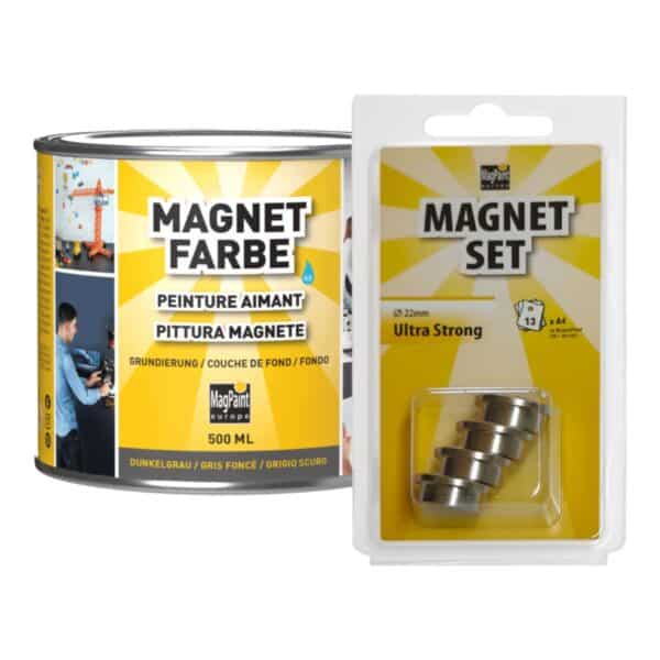 Magnetfarbe - Magnetfarbe und Zubehör Magnetfarbe und Magnetset für kreative Wandgestaltung.