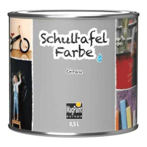 Schultafelfarbe Grau in 0,5L Dose für kreative Tafelgestaltung.