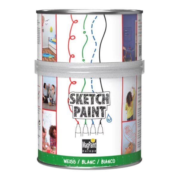 Magnetfarbe Sketch Paint in Weiß für kreative Wandgestaltung.